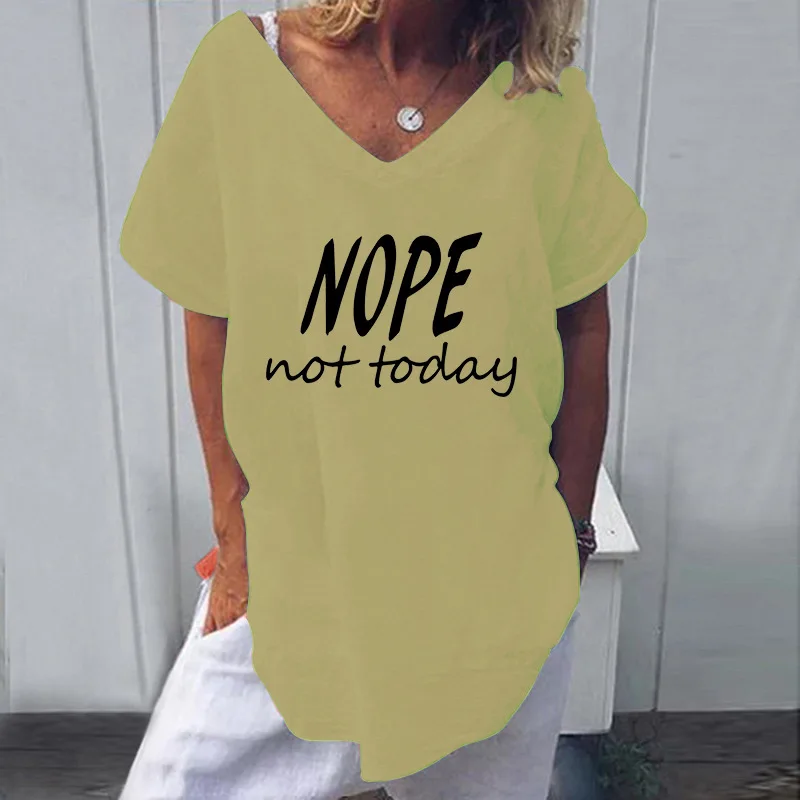 

Personality Letter 3D Painting Women Tshirt Summer Sexy V Neck Short Sleeve Cotton Linen Fashion Oversize Ladies Tees Streetwear