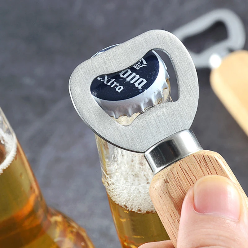 1 шт. открывалка для пива из нержавеющей стали с деревянной ручкой | Дом и сад