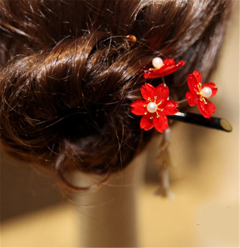 1 шт. заколка для волос в японском стиле с бусинами девочек кимоно ханьфу косплей