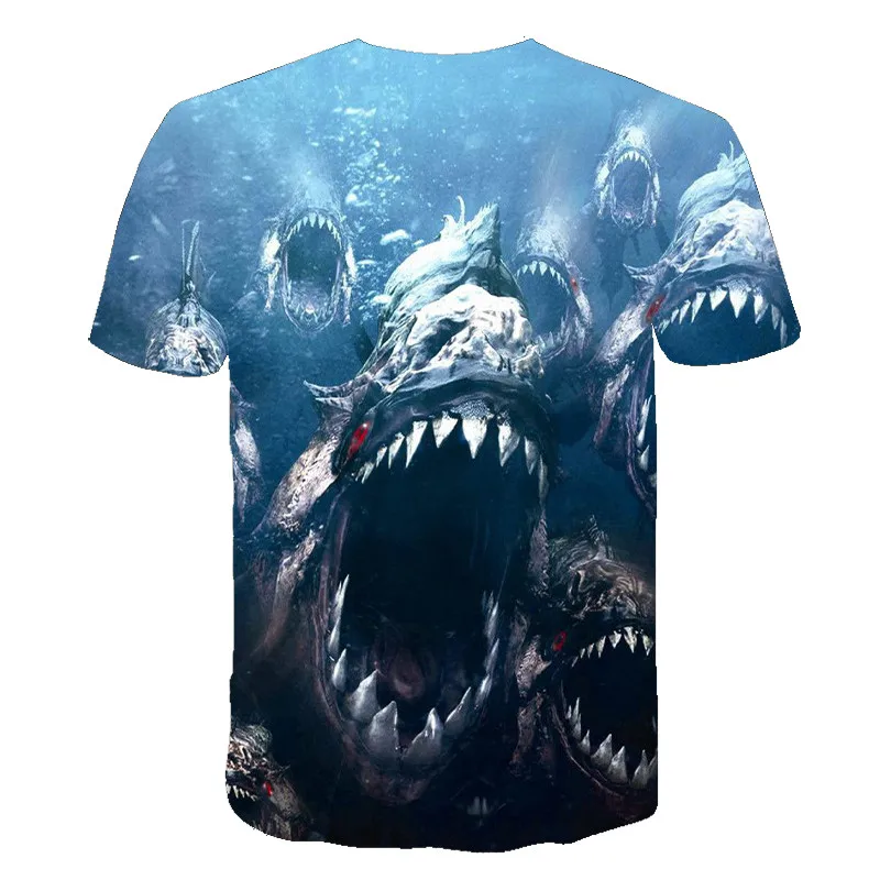 

Summer 2020 new product short-sleeved round neck T-shirt 3D printed piranha graphic fashion personality T-shirt s-6xl