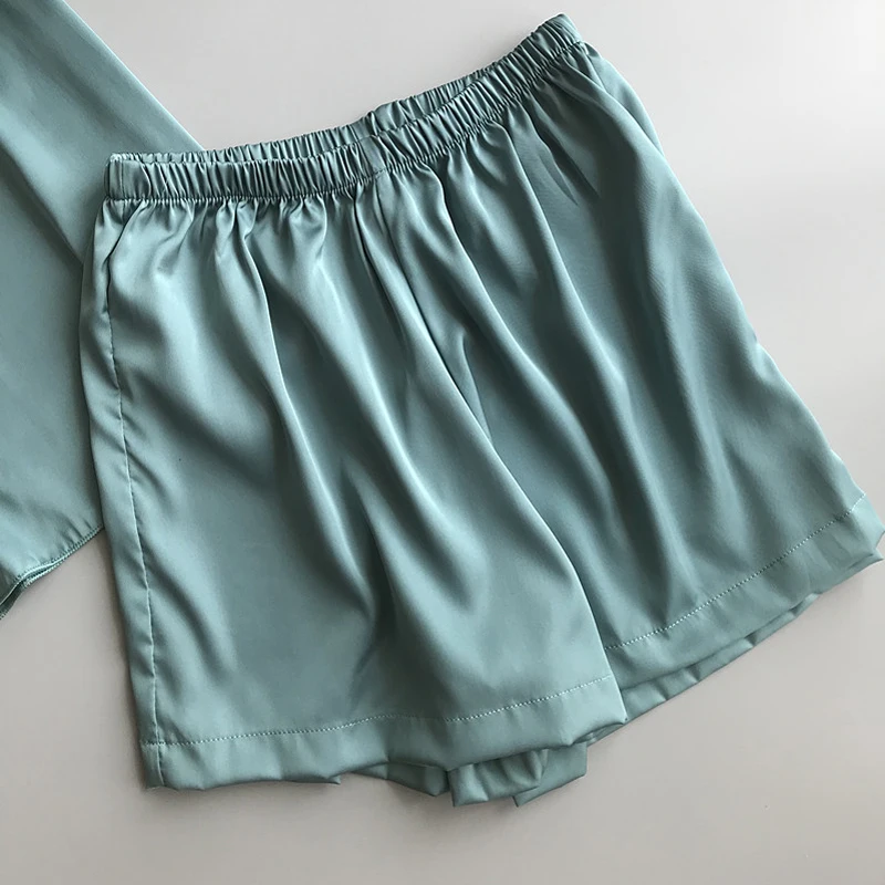 Женские пижамы Шелковая Женская пижама Новая женская сексуальные летняя