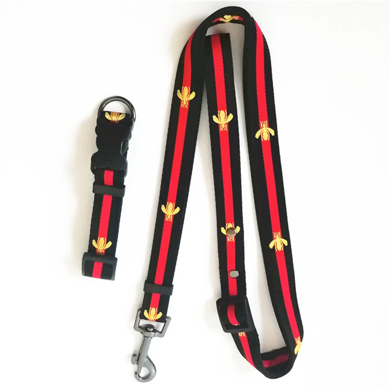 

Tide Brand Embroidery Bee Pet Collar Leash Suit Dog Collar Pet Supplies dog seat belt pet collar harness dog collar designer