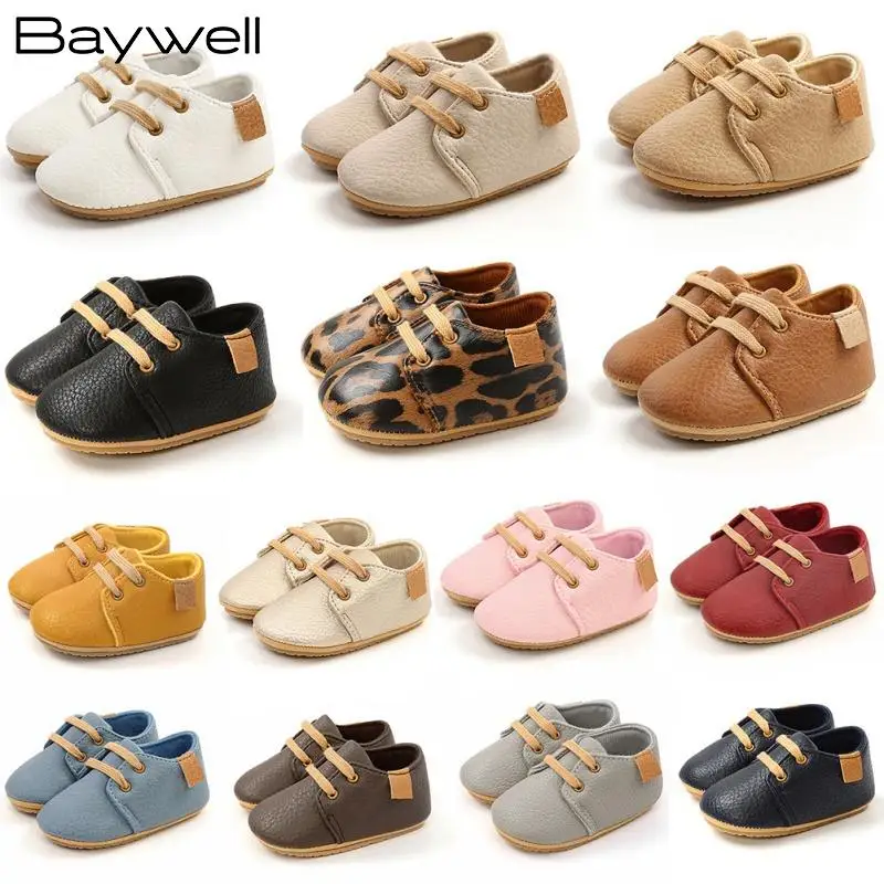 

Baywell Retro PU Leather Baby Boy Girl Shoes Toddler Rubber Sole Anti-slip First Walkers Infant Newborn Moccasins 0-18M