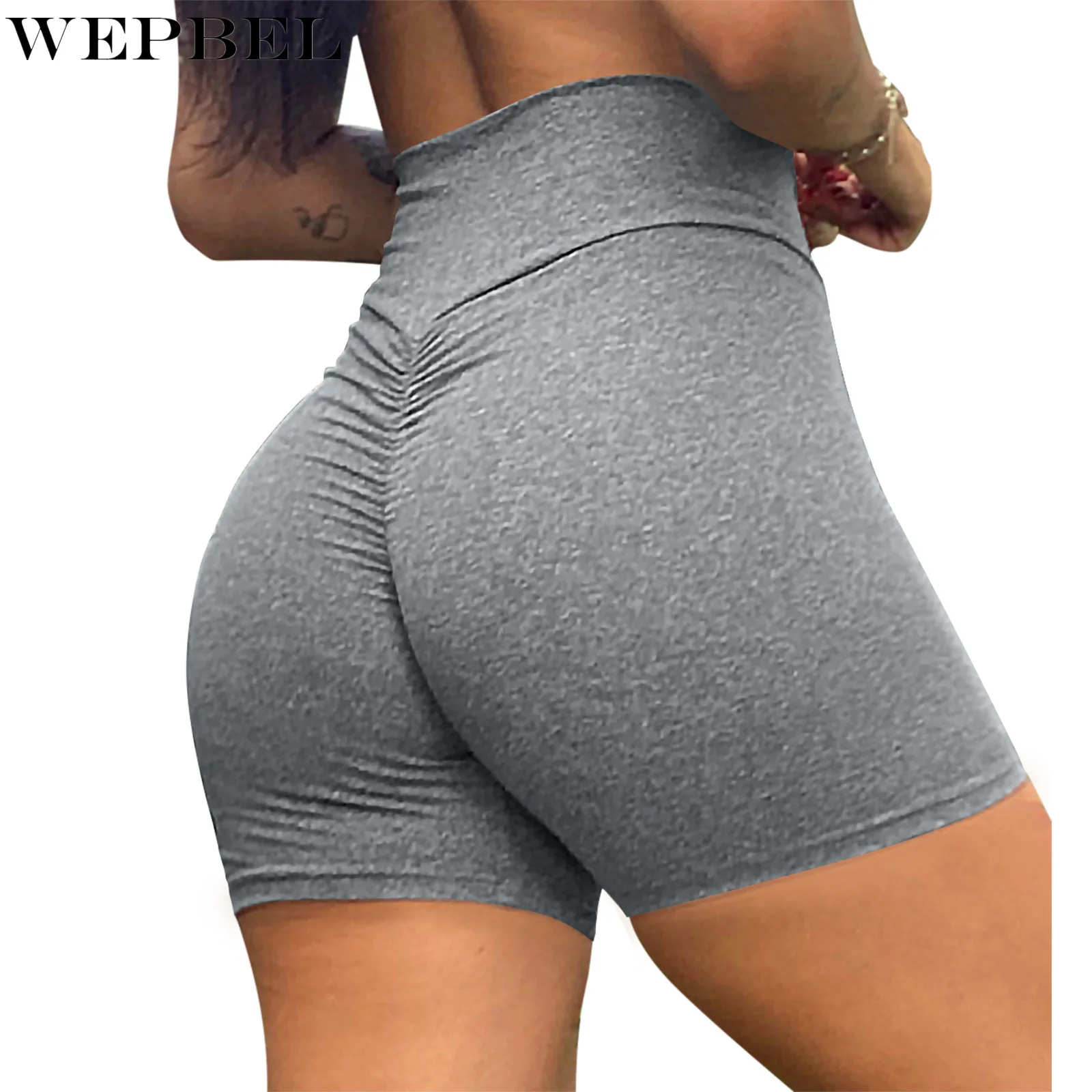 

WEPBEL Shorts Women's Casual Solid Color Slim Fit Pleated Shorts Summer Fashion High Waist Stretch Sports Straight Shorts