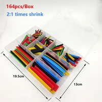 164pcsbox heat shrink tube kit shrinking assorted polyolefin insulation sleeving heat shrink tubing wire cable 8 sizes 21 s