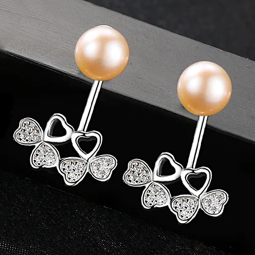 

DI-338 S925 sterling silver pearl stud earrings romantic heart-shaped women's micro inlaid 3A zircon earrings wholesale