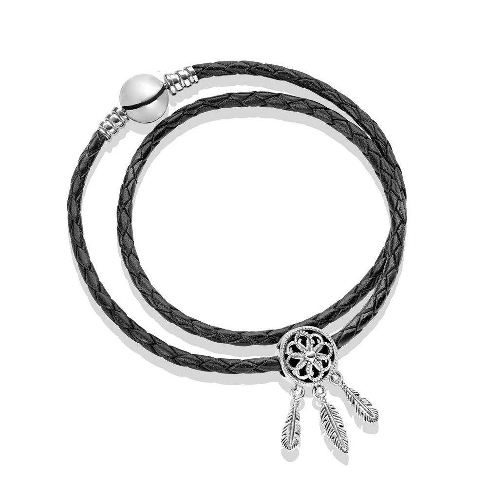 Новинка 100% Стерлинговое Серебро 925 пробы настоящий Шарм святых перьев и черный