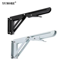 yumore 2pcs wall mounted folding shelf brackets heavy duty support metal diy furniture table bench decorative triangle bracket