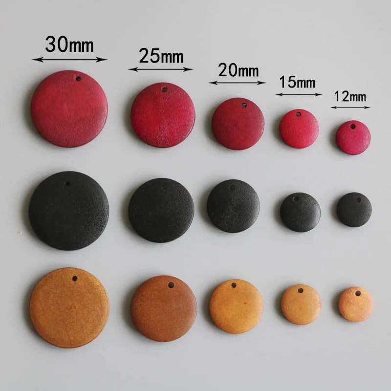 20pcs/lot 12-30mm Natural Wood Flat Round Earrings Charms DIY Bracelet Pendant Accessories for Women Jewelry Making Findings | Украшения и