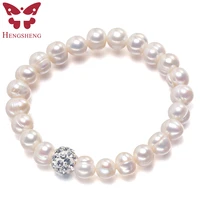 100 white 8 9mm baroque natural freshwater pearl strand bracelet for women wedding bridesmaid gift customized pearl bracelet