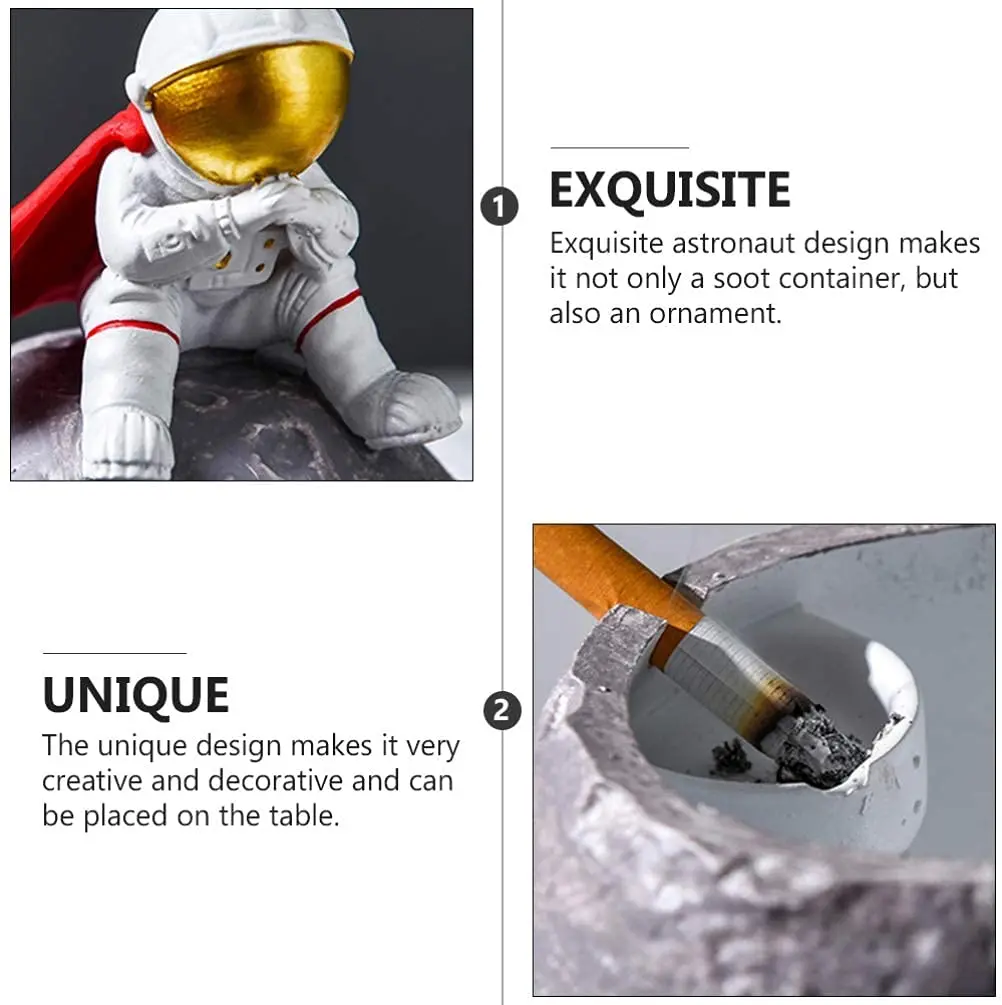 

Cigarette Ashtraywith Lid Outdoor Ashtrays for Cigarettes Windproof Moon Astronaut Resin Ashtray Cigar Ashtray Decorations