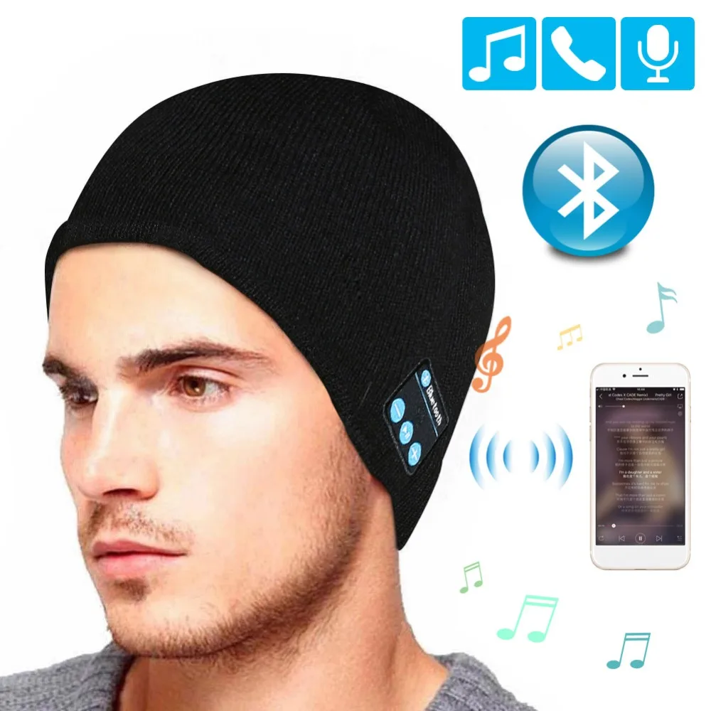 Quente da Música do Bluetooth Alto-falante sem Fio Fone de Ouvido Bluetooth para Iphone Chapéu Gorro Boné Mini Bluetooth Receptor Áudio Música