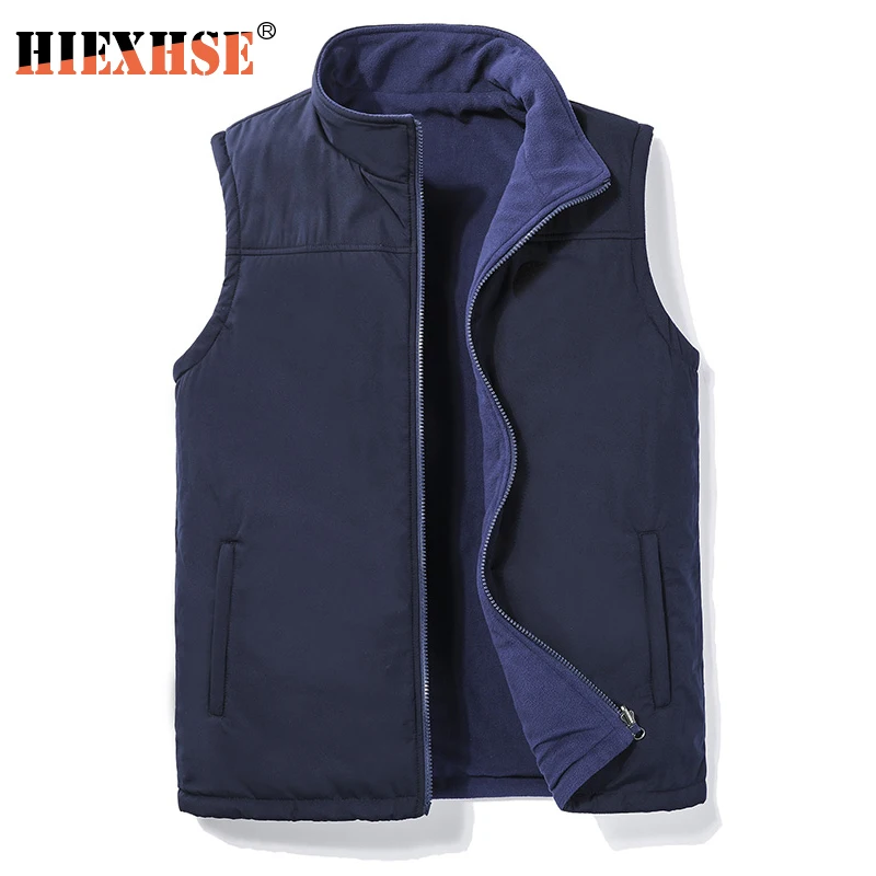 Мужская теплая Повседневная флисовая жилетка на молнии весенний мужской жилет
