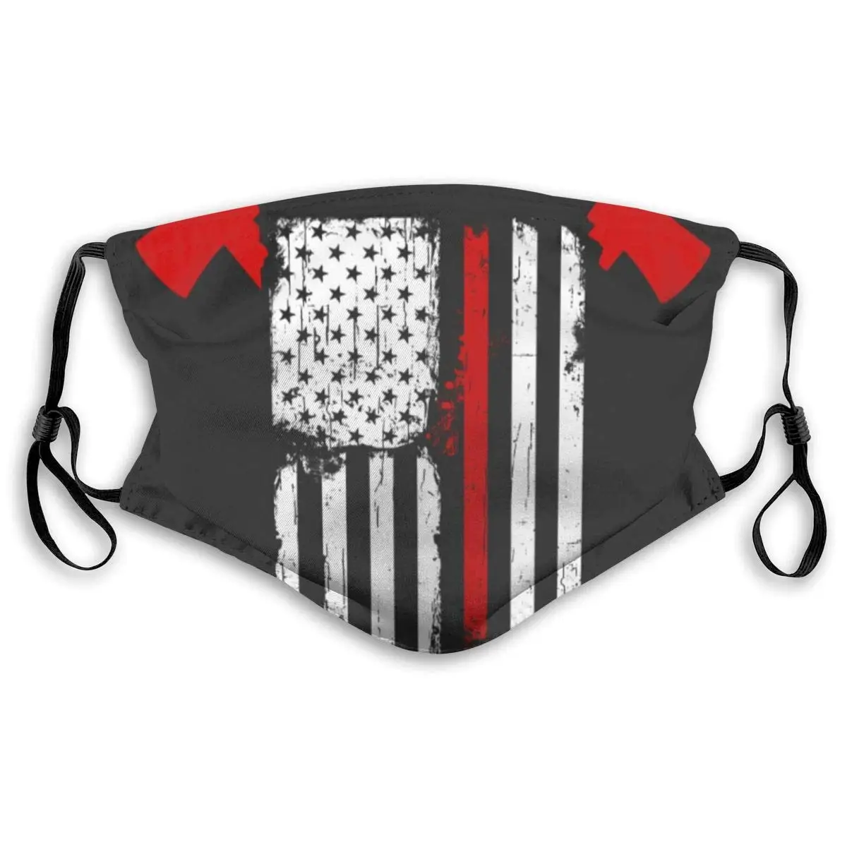 

Crossed Firefighter American Flag Printed Dust Mouth Mask With Replaceable Filter, Reusable Breathable Mask For Women And Men