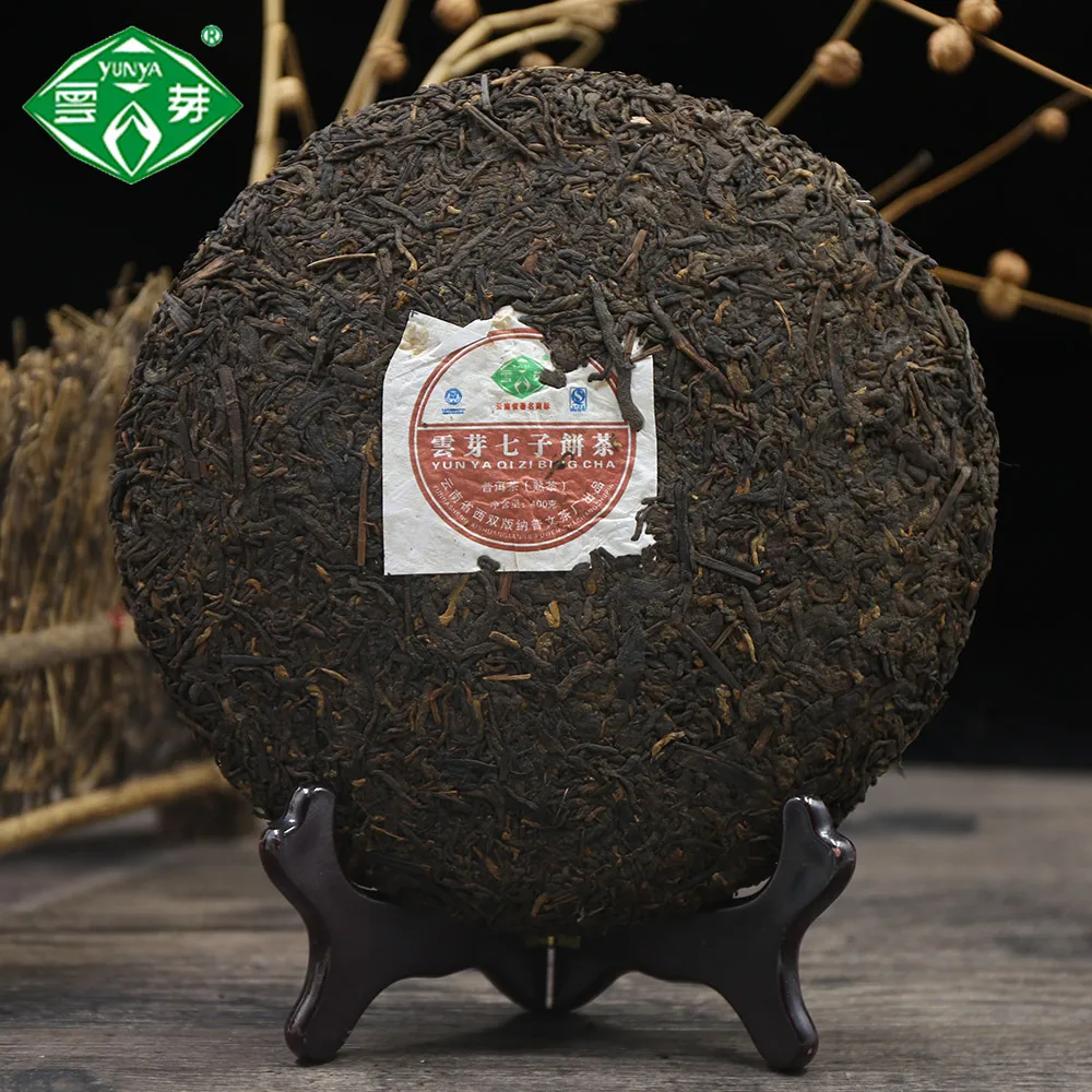 Pastel de t&eacute; de China Yunnan, T&eacute; Premium de 2014g, pu-erh Puwen Yunya Qizi, cuidado de la salud Shu pu-erh Cha-4