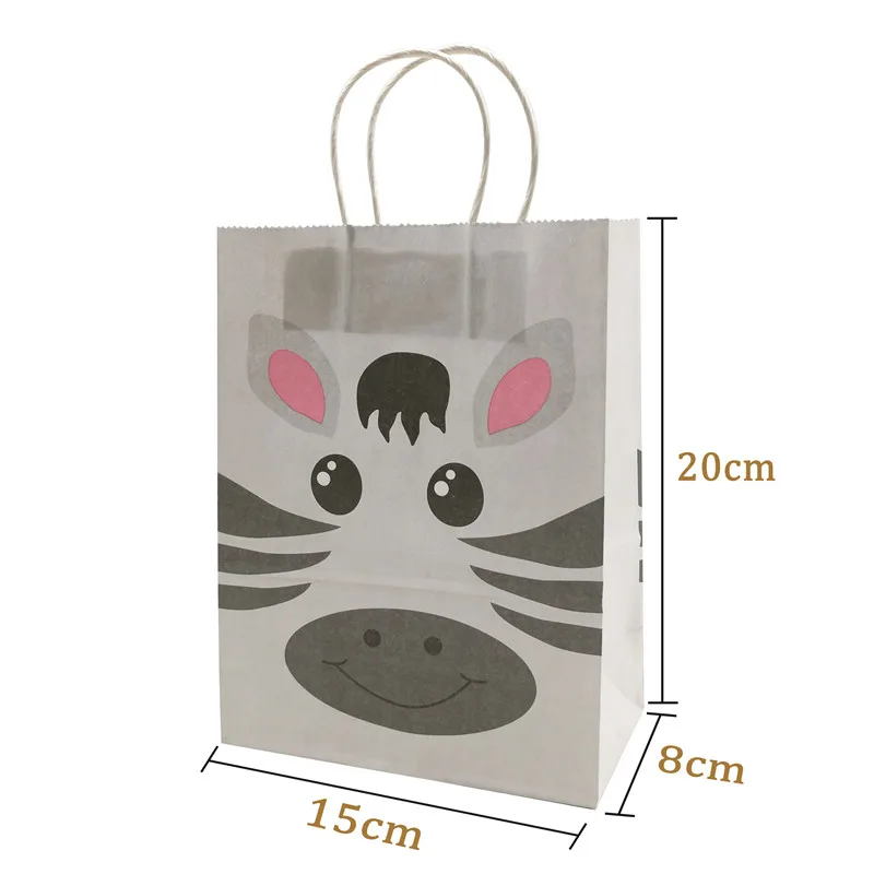 

5Pcs Jungle Safari Animal Zoo Happy Birthday Party Paper Candy Box Kids Gift Cookies Packaging Bags Baby Shower Decor Supplies