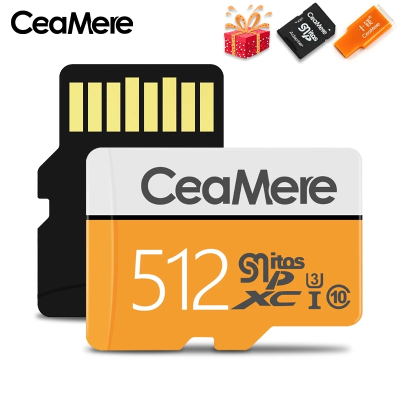 U3 512GB CeaMere Micro SD карта 256 ГБ/128 ГБ/64 Гб UHS-3 32 ГБ/16 ГБ/8 Гб класс 10 UHS-1 4 Гб карта памяти флэш-память Microsd Бесплатный считыватель - Емкость: U3 512GB