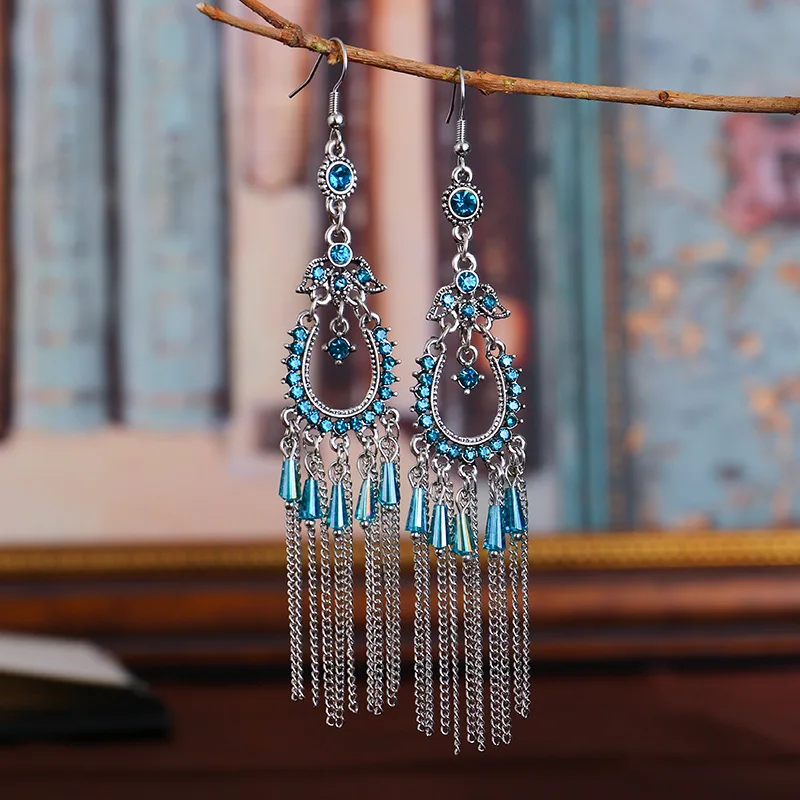 Этнические Винтажные висячие серьги женские богемные антикварные серебряные