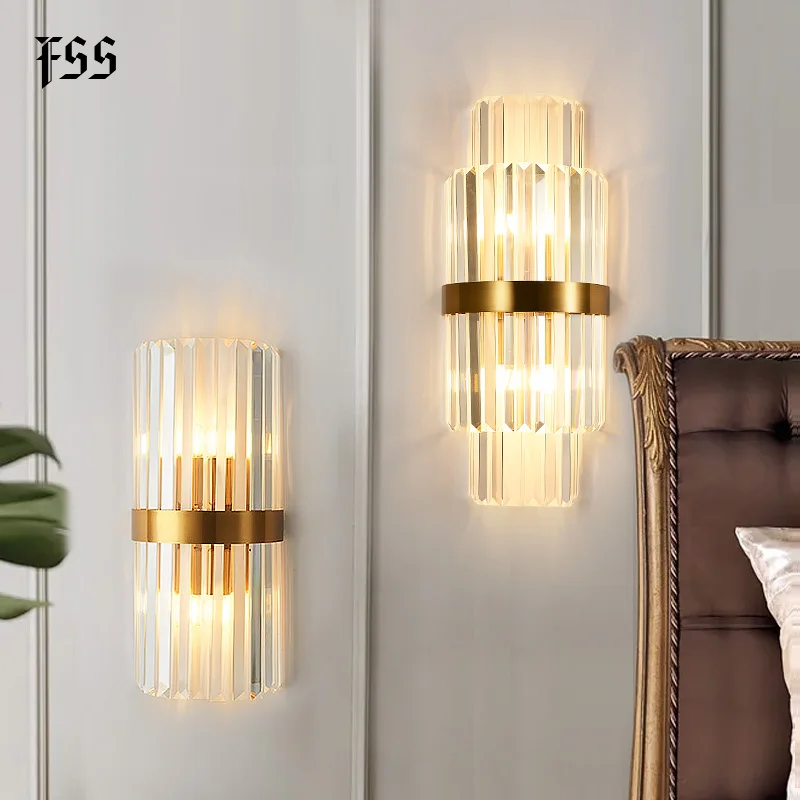 Новый современный роскошный настенный светильник Fss с золотыми кристаллами