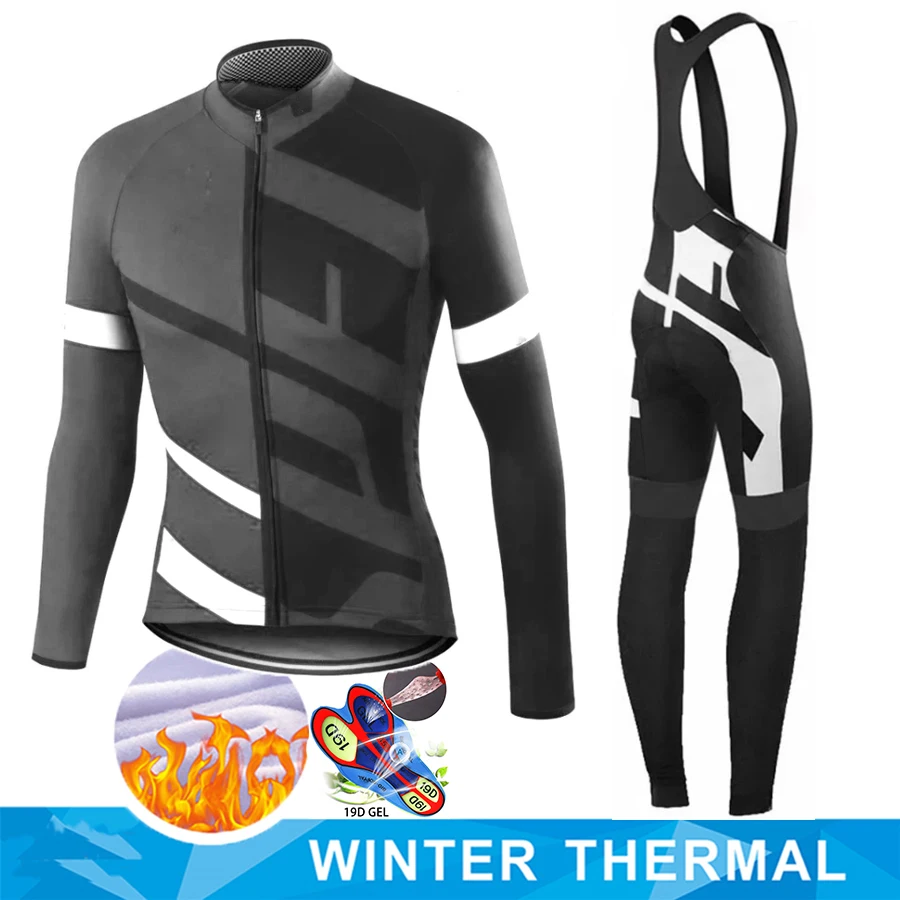 

2021 New Winter Camouflage Cycling Clothing Men's Thermal Fleece Bicycling Clothing Set Outdoor MTB Bike Bib Pants Ropa Ciclismo