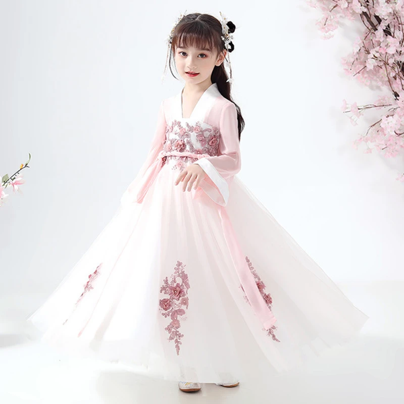 Китайское платье hanfu для девочек супер сказочный костюм маленькой девочки тан