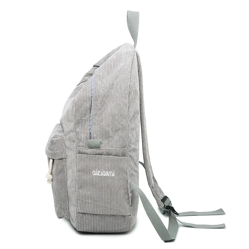 2019 New Women Backpack Preppy Style Soft Fabric School Female Corduroy Design Bags For Teenage Girls Striped | Багаж и сумки