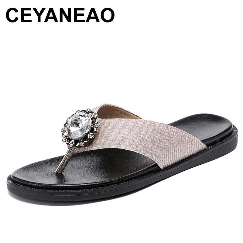 

CEYANEAO 2020 summer platform flip flops fashion beach shoes woman non-slip genuine leather sandals women slippers shoe