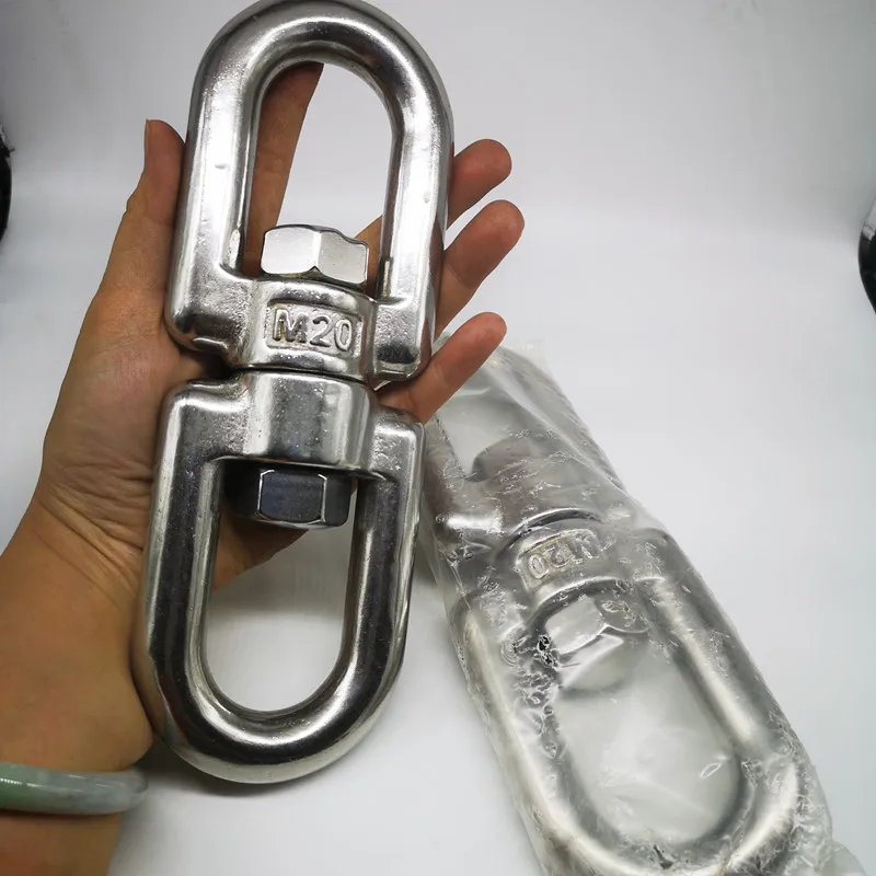 

1 pcs M20 Thickness 304 Stainless Steel Double End Eye Swivel Hook Shackle