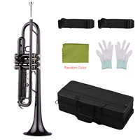 brass plated black bb trumpet set for beginner student with hard case straps mouthpiece gloves polishing cloth