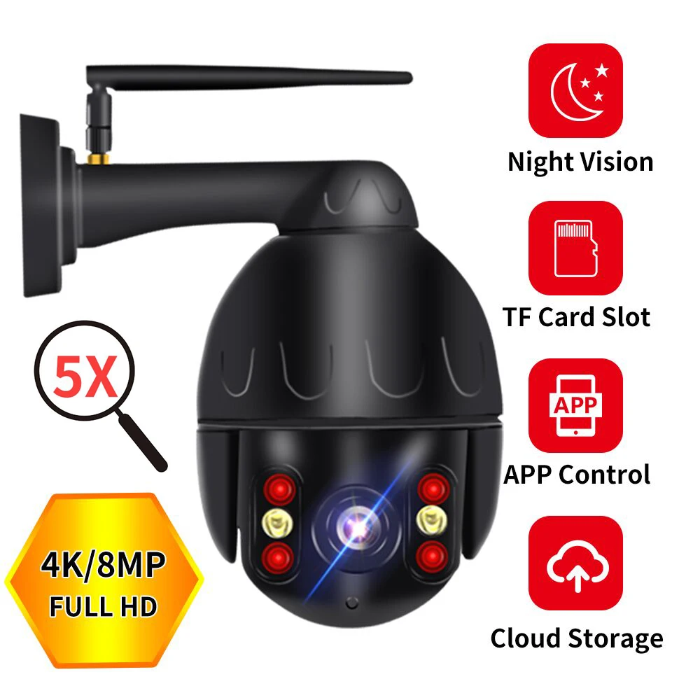 

8mp 4k Cloud Wifi PTZ Camera Outdoor 2MP Home Security IP Camera 5X Optical Zoom Speed Dome Camera P2P cctv camera