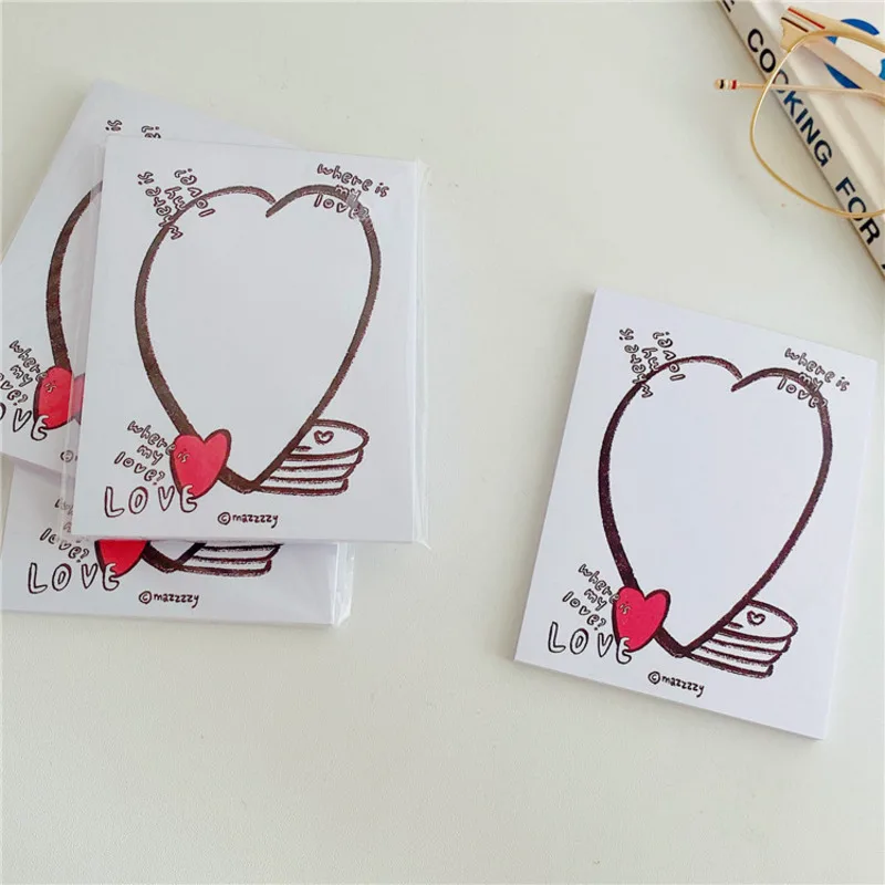 Korean Ins Hand-painted Creative Love Memo Pad Long Style Student Message Record Note Paper 50 Sheets Stationery School Supplies |