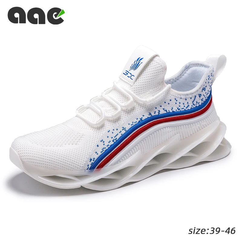 

2020 Trend Blade Shoes Men Casual Shoes Mesh Breathable Running Shoes Fashion Black Man Sneakers Plus SIZE 46 Calzado Hombre