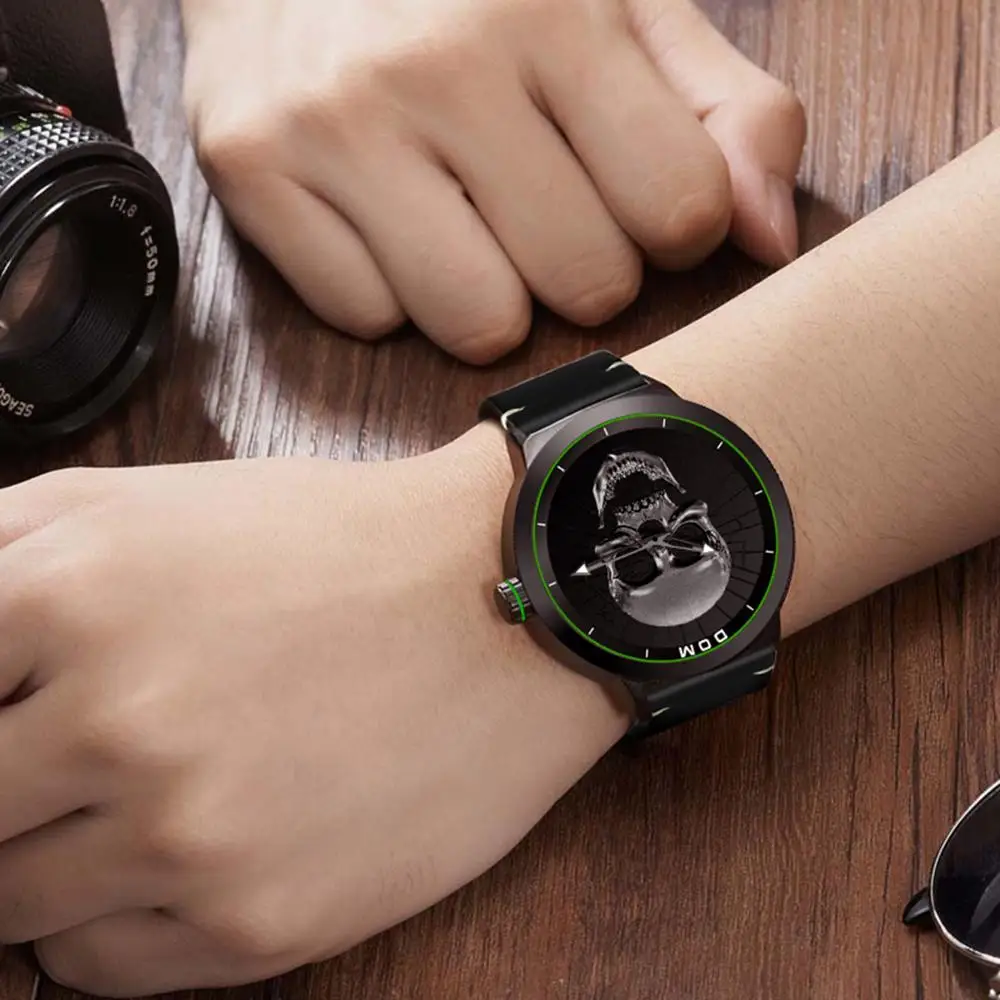 Мужские часы DOM Cool Bone роскошные брендовые креативные черные мужские с черепом