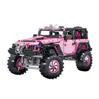pink off road vehicle static model building blocks super off road car bricks educational toys holiday gift for adult