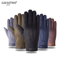 2021 winter korean version of warm and velvet suede touch screen gloves men outdoor riding hiking driving non slip glove
