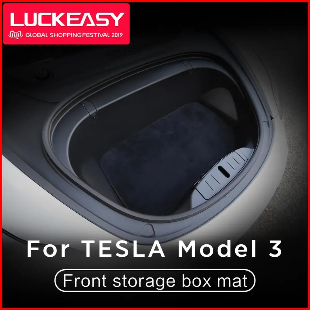 LUCKEASY Передняя Коробка для хранения коврик для Tesla модель 3- специальный Противоскользящий против вибрации модификация автомобиля