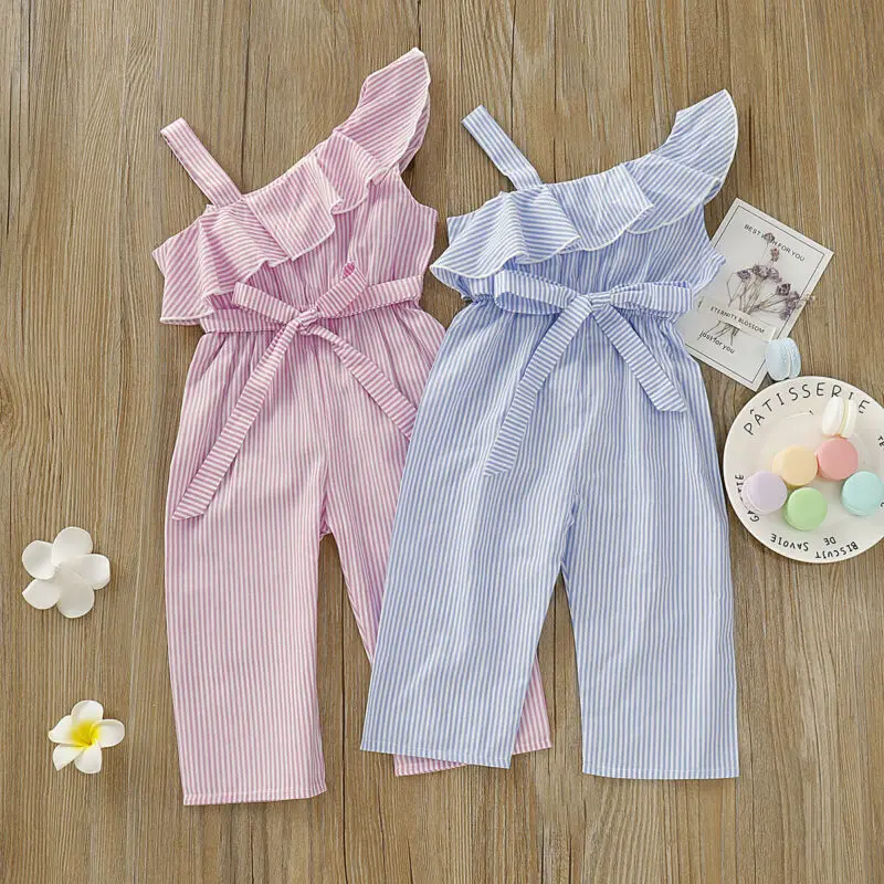 Pudcoco/Летняя одежда для маленьких девочек хлопковый комбинезон в полоску с