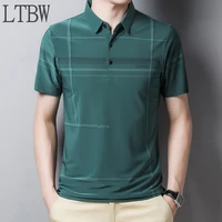 ltbw new striped polo shirt men pure cotton lapel t shirt formal office casual business short sleeve t shirt summer