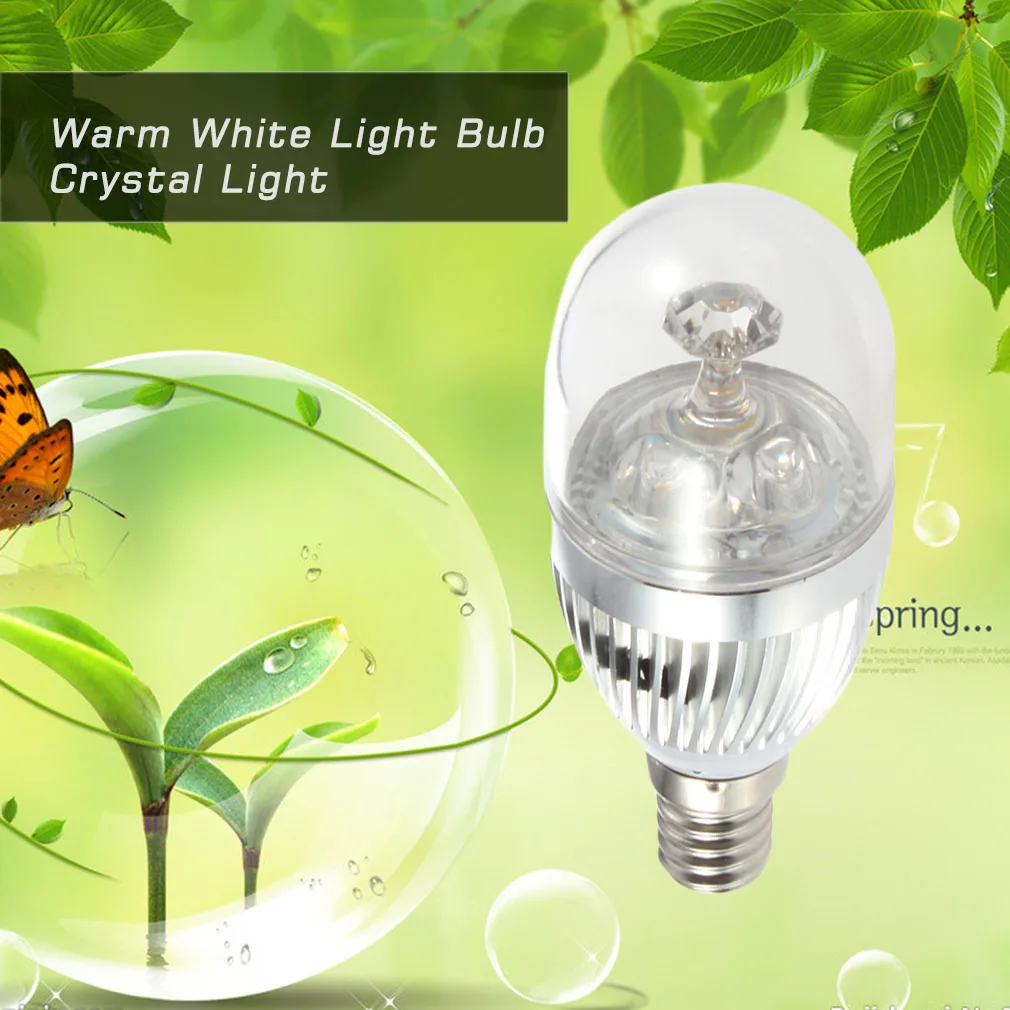 Новый E14 9W 3LED теплый белый светильник лампа с украшением в виде кристаллов