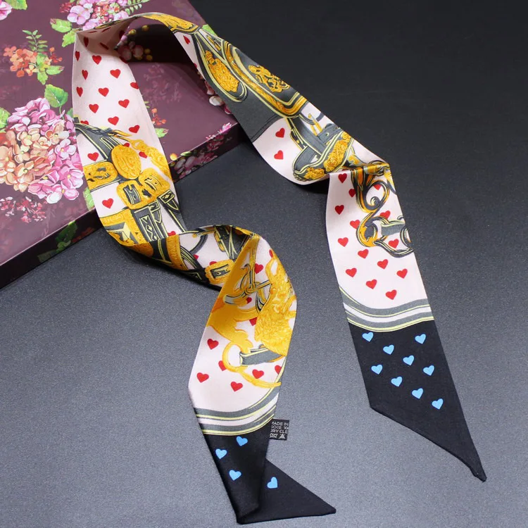 6 Headband Women Small Ribbon Multi-function Fashion Lady Silk Riband Scarves Handbag Scarf Female Clothing Match Bandeaus - Color: 6