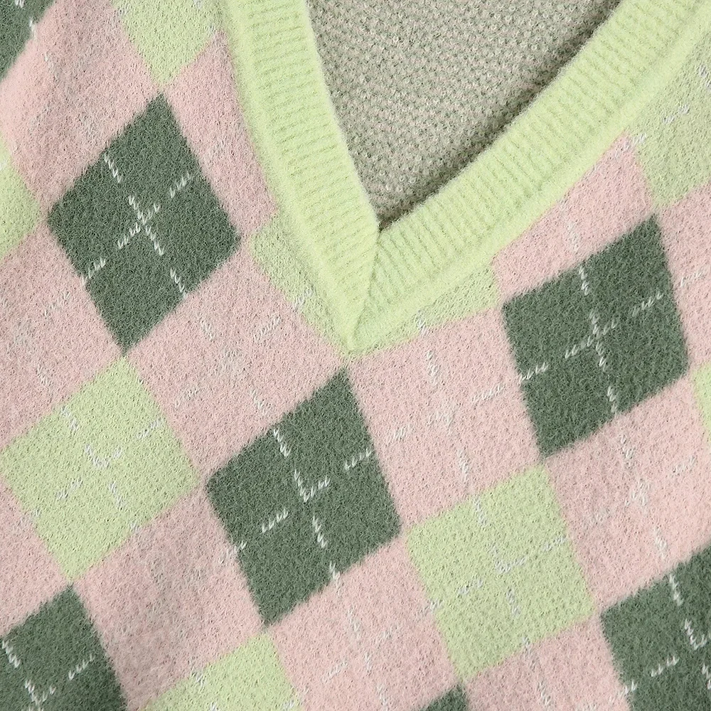 Новинка 2021 Женский винтажный свитер xikom с V-образным вырезом подходящий по цвету