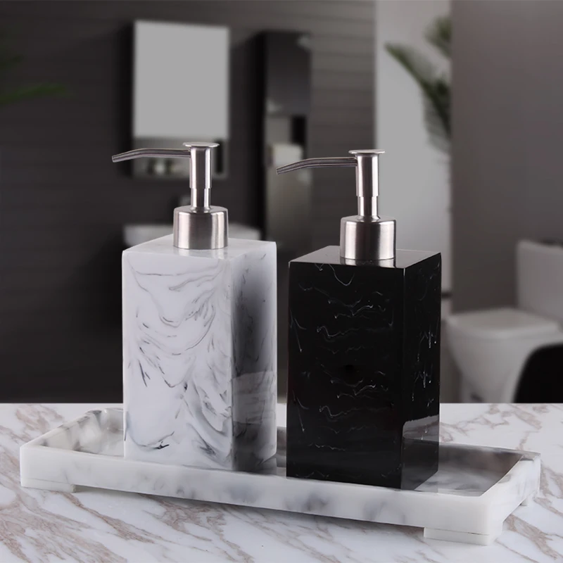 bathroom accessories ins popular imitation marble stripe resin hand sanitizer bottle shampoo dispenser lotion bottle for hotel free global shipping