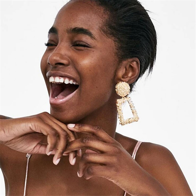 Преувеличенные металлические геометрические массивные серьги для женщин Ретро