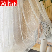 new design chaotic tree pattern window treatments tulle for living room beige embroidered gauze fabric for bedroom panels m1565