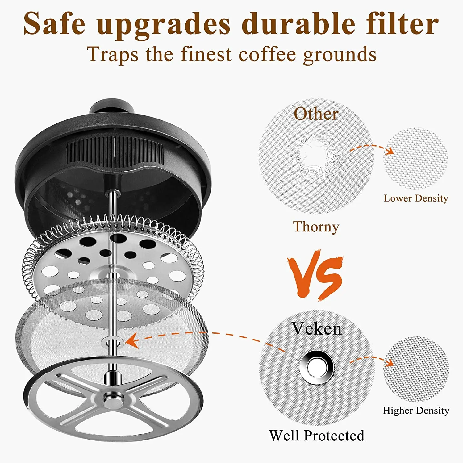 

French Press Coffee/Tea Brewer Coffee Pot Coffee Maker Kettle 600ML Stainless Steel Glass Thermos For Coffee Drinkware