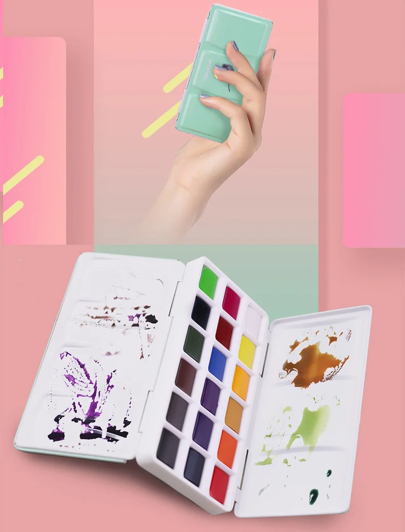 18 цветов однотонная фоторучка с кисточкой для воды модный портативный пигмент