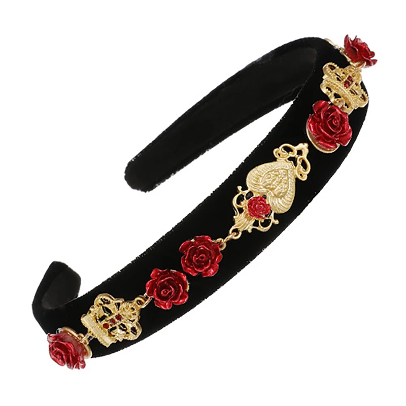 

Новинка 2020, роскошные обручи для волос ZHINI с красными цветами для женщин, винтажные золотистые металлические аксессуары, яркие ювелирные изделия