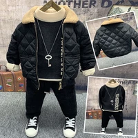 kids tracksuit autumn winter plus jacket casual sweater thick pants 3pcs 2 3 4 5 6 years toddler boys sets sport suit for boys