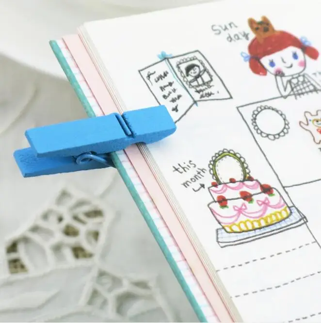 Цветной Деревянный Мини зажим офисные принадлежности прищепка для фотографий