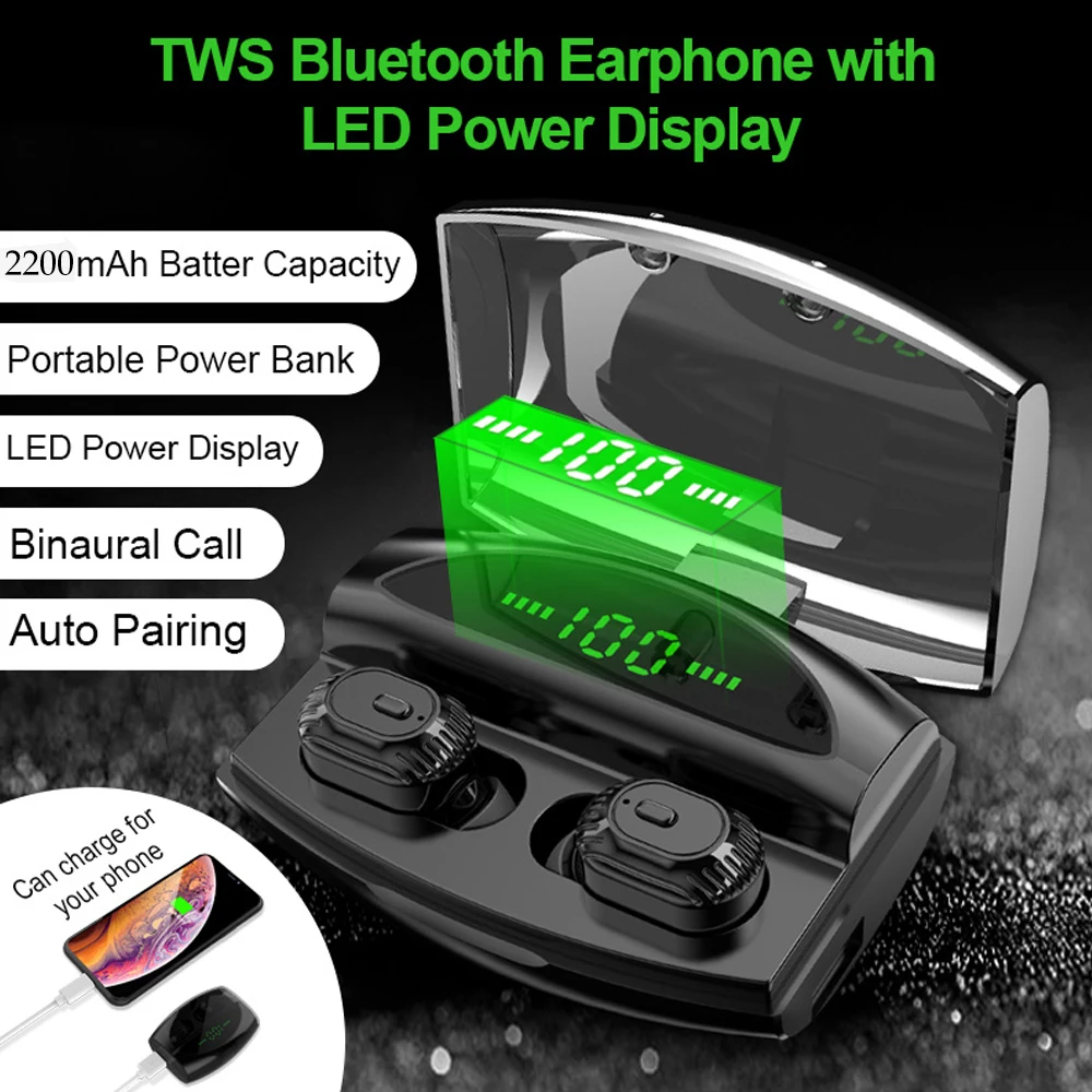 XG 20 TWS беспроводные Bluetooth наушники 5 0 8D стерео светодиодный цифровой дисплей